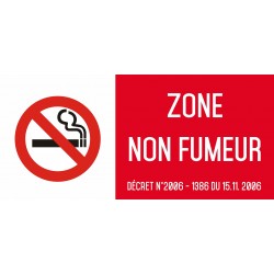 Autocollant vinyl - Zone non fumeur - L.200 x H.100 mm